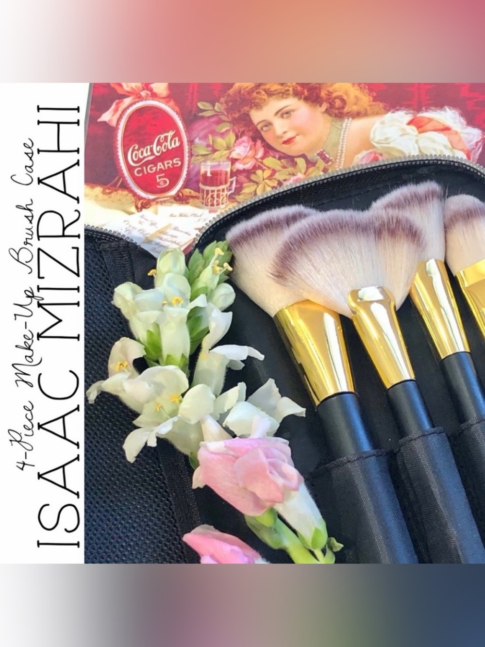 Isaac Mizrahi 4-Piece Makeup Brush Set with Zippered Case